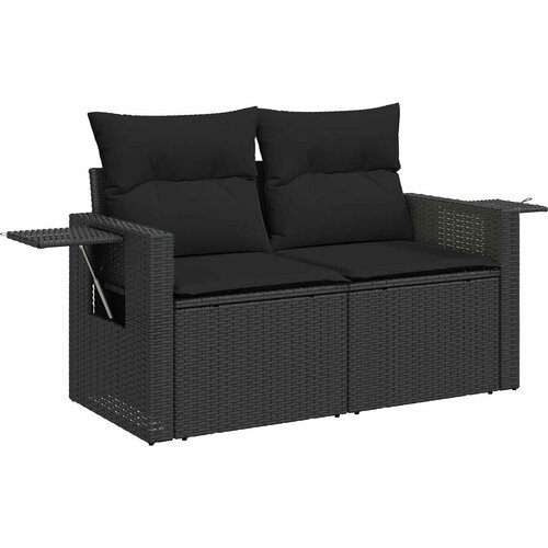  Sjedeća garnitura za vrt 9 kom. 6-Broj sjedala Crna poliratan 90 x 55 x 71 cm Slike