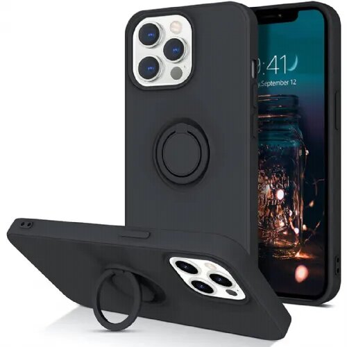 Onasi silikonski ovitek liquid ring za iphone 13 mini - črn Slike