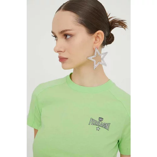Chiara Ferragni Pamučna majica za žene, boja: zelena