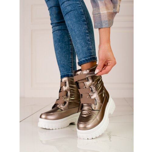TRENDI women's snow boots with velcro brown Slike