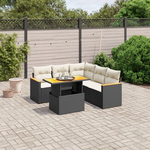 vidaXL 6-dijelni set vrtnih sofa s jastucima crni od poliratana Cijene