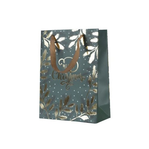 Dekordom novogodišnja dekoracija - giftbag 32cm 461826 - green/gold - kmg ( 043353 ) Cene
