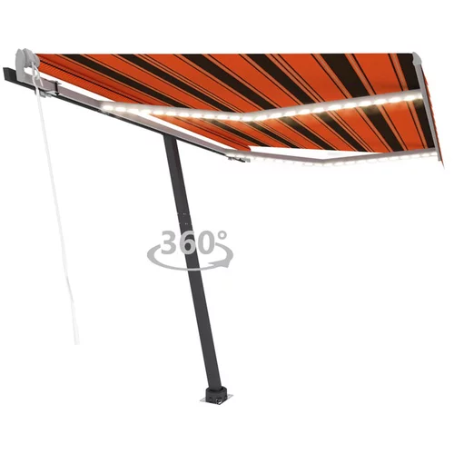  Avtomatska tenda LED + senzor 350x250 cm oranžna/rjava