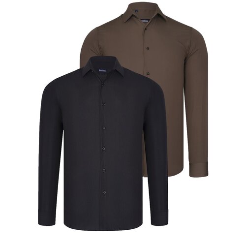 Dewberry DUAL SET G726 MENS SHIRTS-BLACK-BROWN Slike
