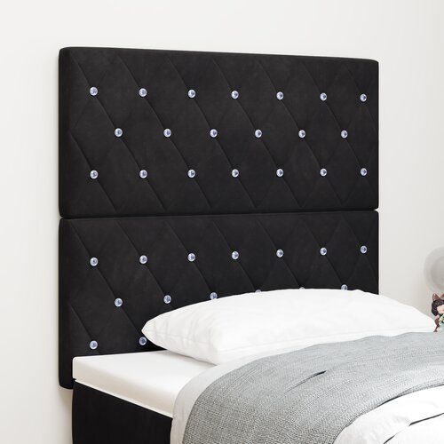 VidaXL LED uzglavlje crno 100 cm bar&amp;scaron;unasto, uzglavlje s kristalnim dugmadima tufted crno 200 cm bar&amp;scaron;unasto Slike