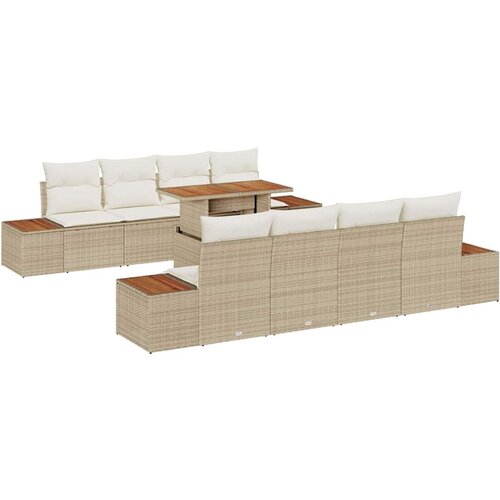 vidaXL Vrtna sedežna garnitura s shranjevanjem 9 pcs Bež Poly ratan, (5000143239) Cene