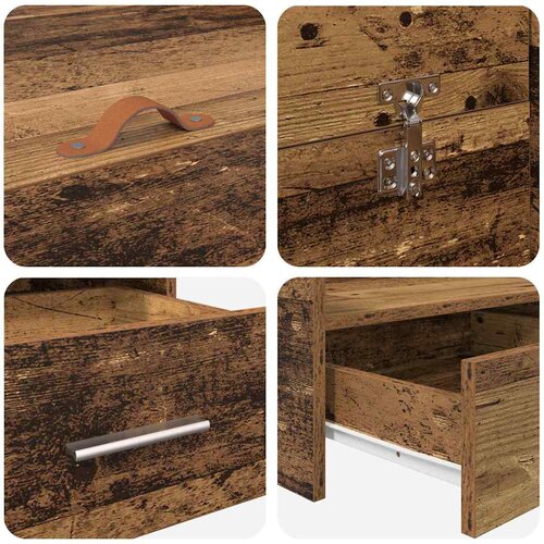  Krevet s ladicama Staro drvo 180 x 200 cm Konstruirano drvo Slike