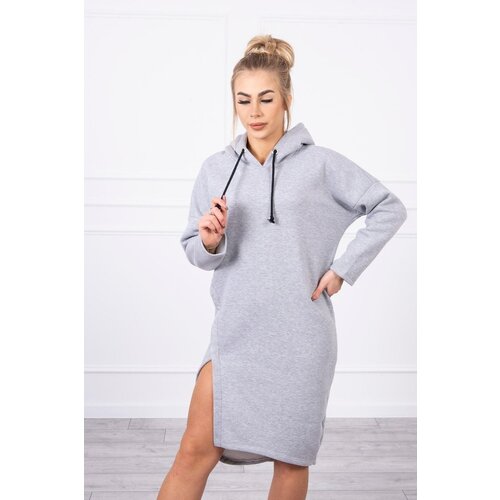 Kesi Dress with a hood and a slit on the side gray Slike