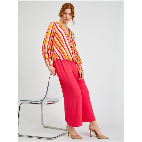 Orsay Pink-Orange Ladies Striped Satin Blouse - Women Cene