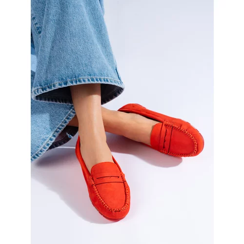 SHELOVET Suede orange women's loafers
