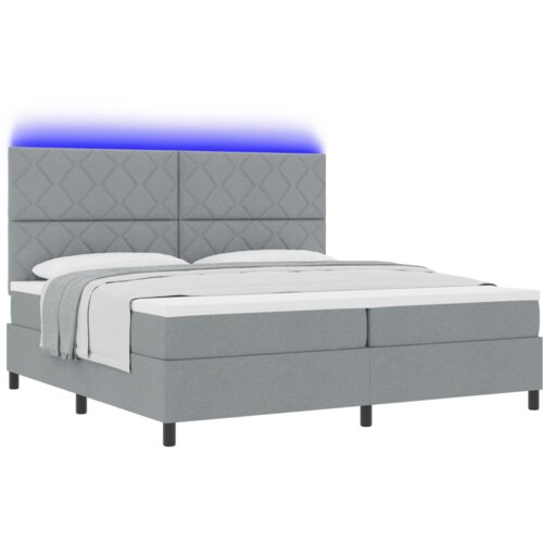  Krevet s kutijom s madracem &amp;amp;amp LED svjetlom Siva 200x200 cm Tkanina Slike