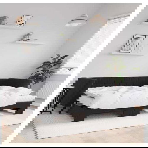 VidaXL Dnevni krevet na razvlačenje s madracima crni 90x190 cm bar&amp;scaron;un Slike