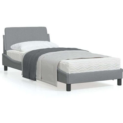  Okvir za krevet s uzglavljem svjetlosivi 90x190 cm od tkanine Slike