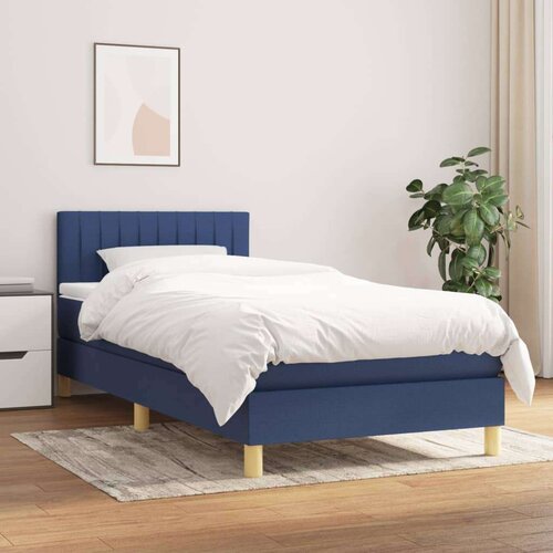  Box spring postelja z vzmetnico modra 100x200 cm blago Cene