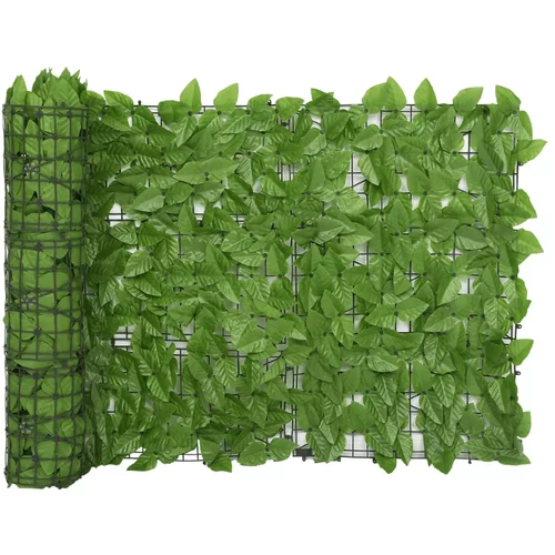 vidaXL Balkonsko platno z zelenim listjem 600x75 cm