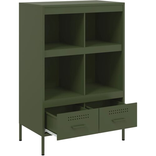  Visoka komoda maslinastozeleni 68x39x101,5 cm od čelika Slike