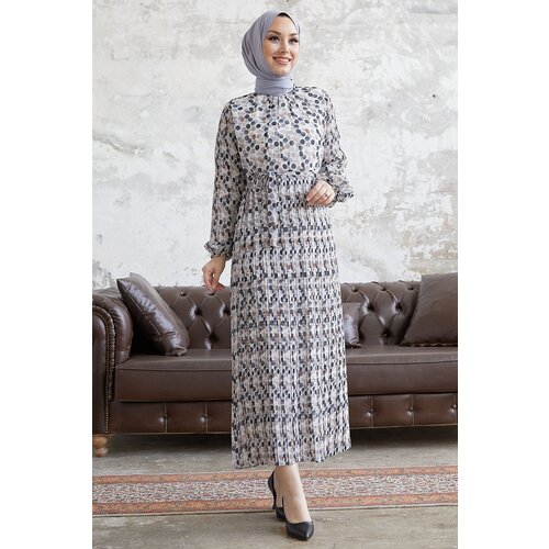 InStyle Miori Polka Dot Pleated Chiffon Dress - White Slike