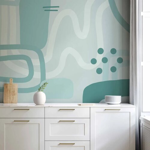  Foto tapeta - Geometric forms and patterns - abstract background with turquoise patterns 350x256 Cene