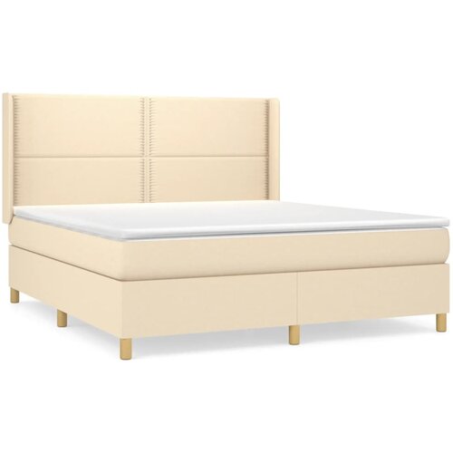 VidaXL Box spring postelja z vzmetnico krem 160x200 cm blago, (20895040) Slike