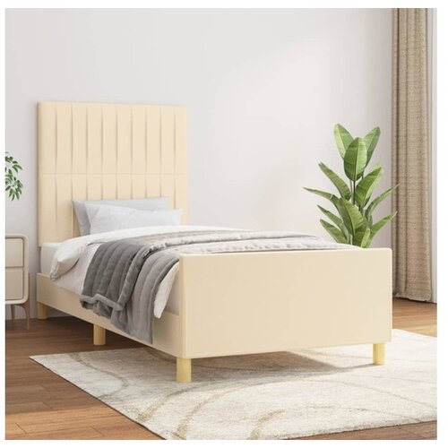  Okvir za krevet s uzglavljem krem 100x200 cm od tkanine Cijene