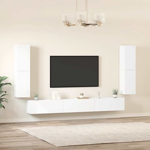  7-dijelni set TV ormarića bijeli od konstruiranog drva Slike