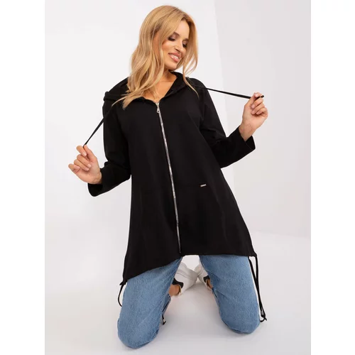 Fashion Hunters Women's Black Cotton Sweatshirt with Zipper Closure