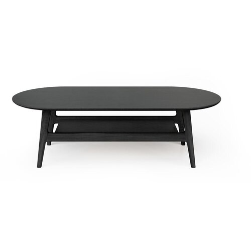 Woodman Črna mizica v hrastovem dekorju 60x130 cm Curved &amp;ndash; Slike