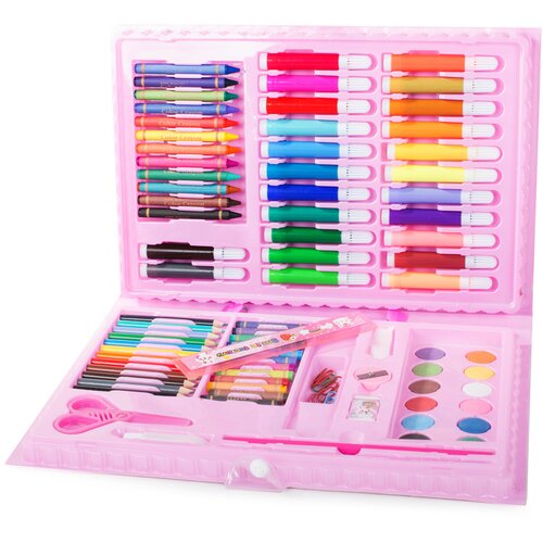  Umjetnički set od 86 dijelova bojica i flomastera za bojanje ružičastom bojom Cene
