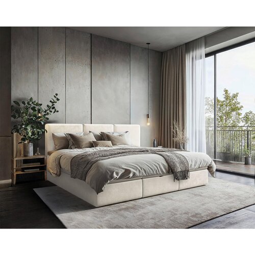 MID.YOU DRUŽINSKA POSTELJA 240 cm x 200 cm , les, tekstil, leseni material krem barve Cene