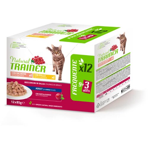 Natural trainer Cat Multipack Adult, vrečka - pi&scaron;čanec, losos - 12 x 85 g Cene