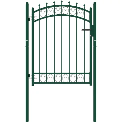 vidaXL Vrata za ograjo s konicami jeklo 100x125 cm zelena