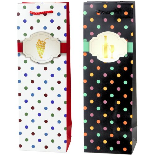  Wine Bottle Gift Bag with Polka Dots 35 x 12 x 9 cm Cene