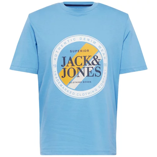 Jack & Jones Majica 'LOOF' svetlo modra / zlato-rumena / bela