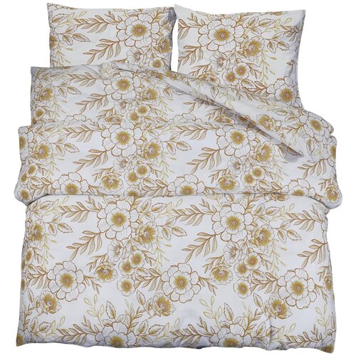 Maison Chic Komplet posteljnine - Posteljnina bela in rjava 220x240 cm bombaž, (21786680) Cene