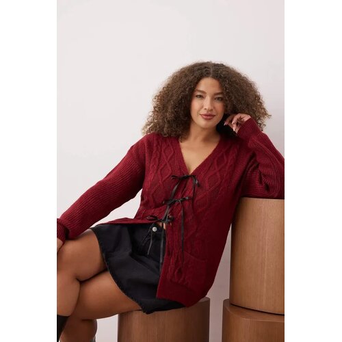 Trendyol ženski kardigan Tbbaw26Av00013, bordo Slike