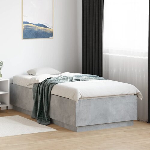  Okvir kreveta s LED svjetlima boja betona 100 x 200 cm drveni Cijene