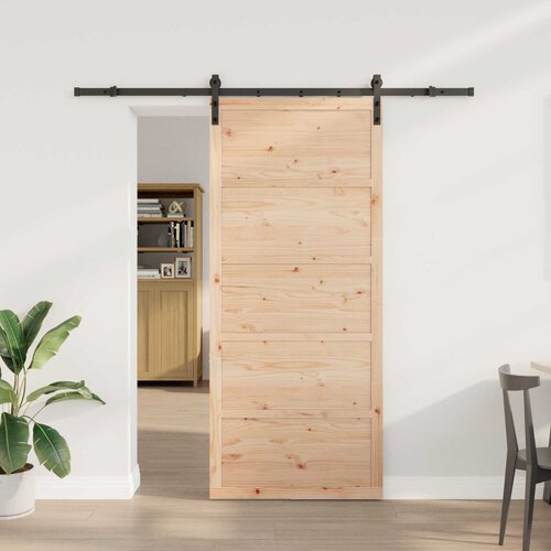  Klizna vrata Prirodna 100 x 208 cm Masivna borovina Slike