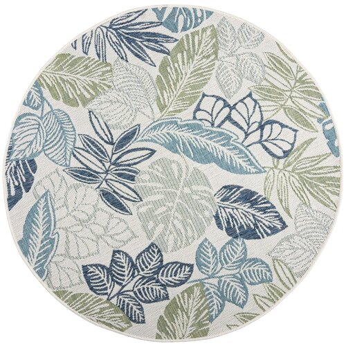 Flair Rugs Zelena/modra okrogla notranja in zunanja preproga ø 160 cm Bella Leaf – Cene