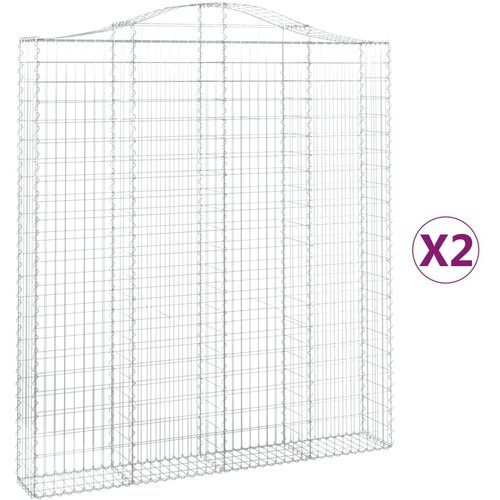 vidaXL Obokane gabion košare 2 kosa 200x30x220/240 cm pocinkano železo, (20798865) Cene