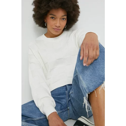 Hollister Co. Pamučni pulover za žene, boja: bijela, lagani