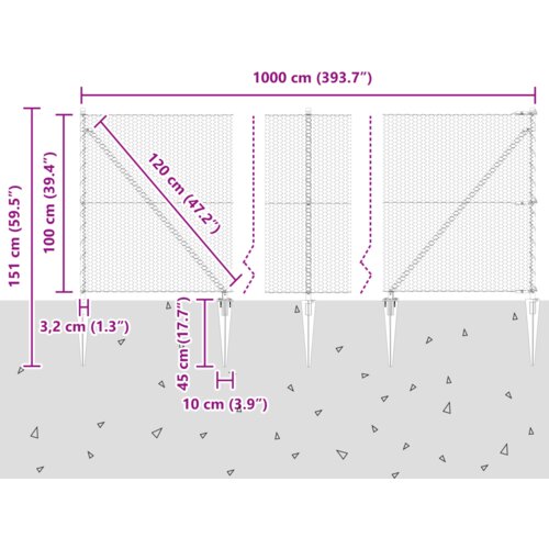 VidaXL Hexagonalna ograda Siva 1x10 m Čelik Slike