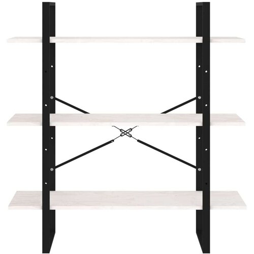 VidaXL knjižna omara 3-nadstropna bela 100x30x105 cm trdna borovina Slike