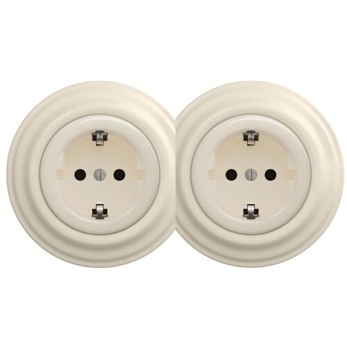  Reblig - Dvostruka retro kućna utičnica sa okvirom SCHUKO 230V bež Cene