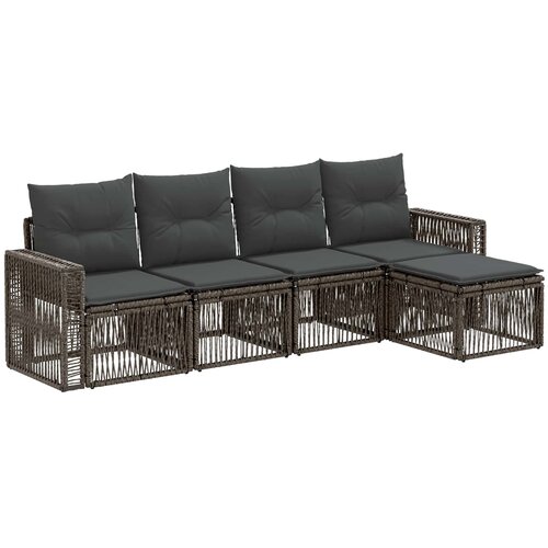 vidaXL Vrtna sedežna garnitura 5 pcs Siva in temno siva poli ratan, (5000271118) Cene
