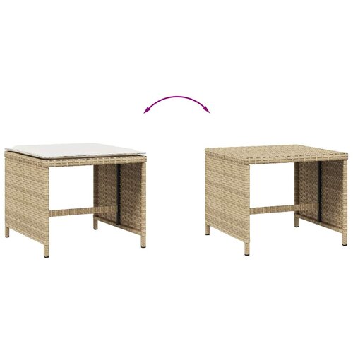  Vrtni taburei s jastucima 4 kom bež 41x41x36 cm od poliratana Slike