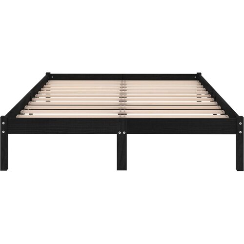  Okvir za krevet od masivnog drva crni 150 x 200 cm veliki Slike