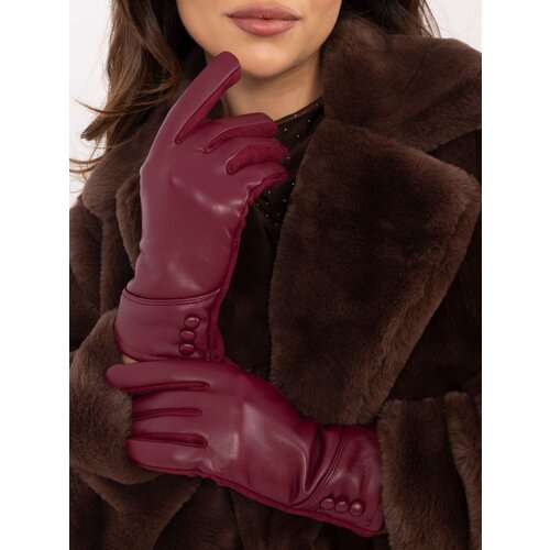 Fashion Hunters Burgundy women&amp;#039;s gloves with buttons Slike