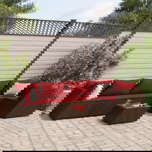 vidaXL 6-dijelna vrtna garnitura s jastucima smeđa od poliratana Cene