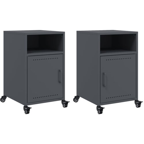 Maison Chic Dvo delni komplet Nočne omarice - Nočne mize antracit 36x39x59 cm jeklo, (21688170) Slike