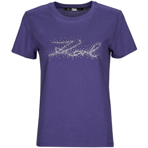 Karl Lagerfeld RHINESTONE KARL LOGO T-SHIRT Blue Slike